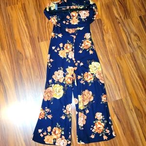 Tube top with ruffle romper, blue, size M